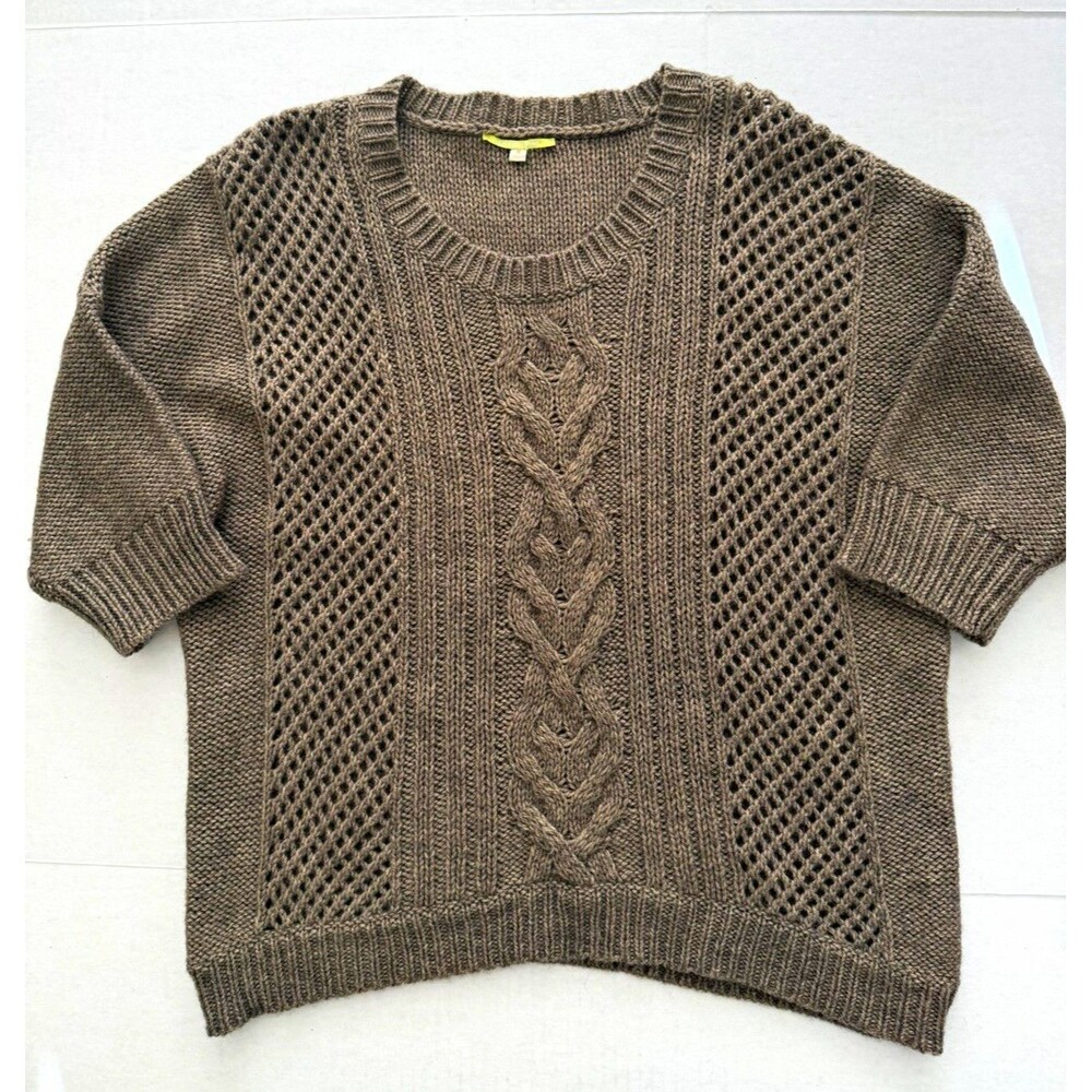 Gianni Bini Women’s Brown Cable-Knit Wool Blend Pullover Sweater M Classic